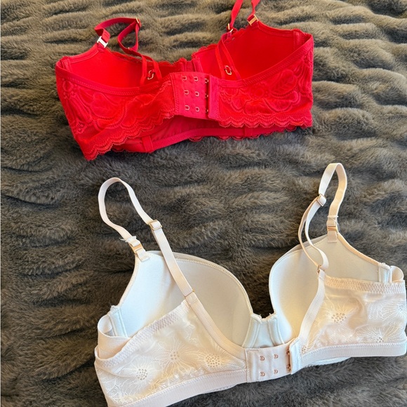 Aerie Red and Cream Lace Bra Bundle Size 34C - Picture 4 of 6